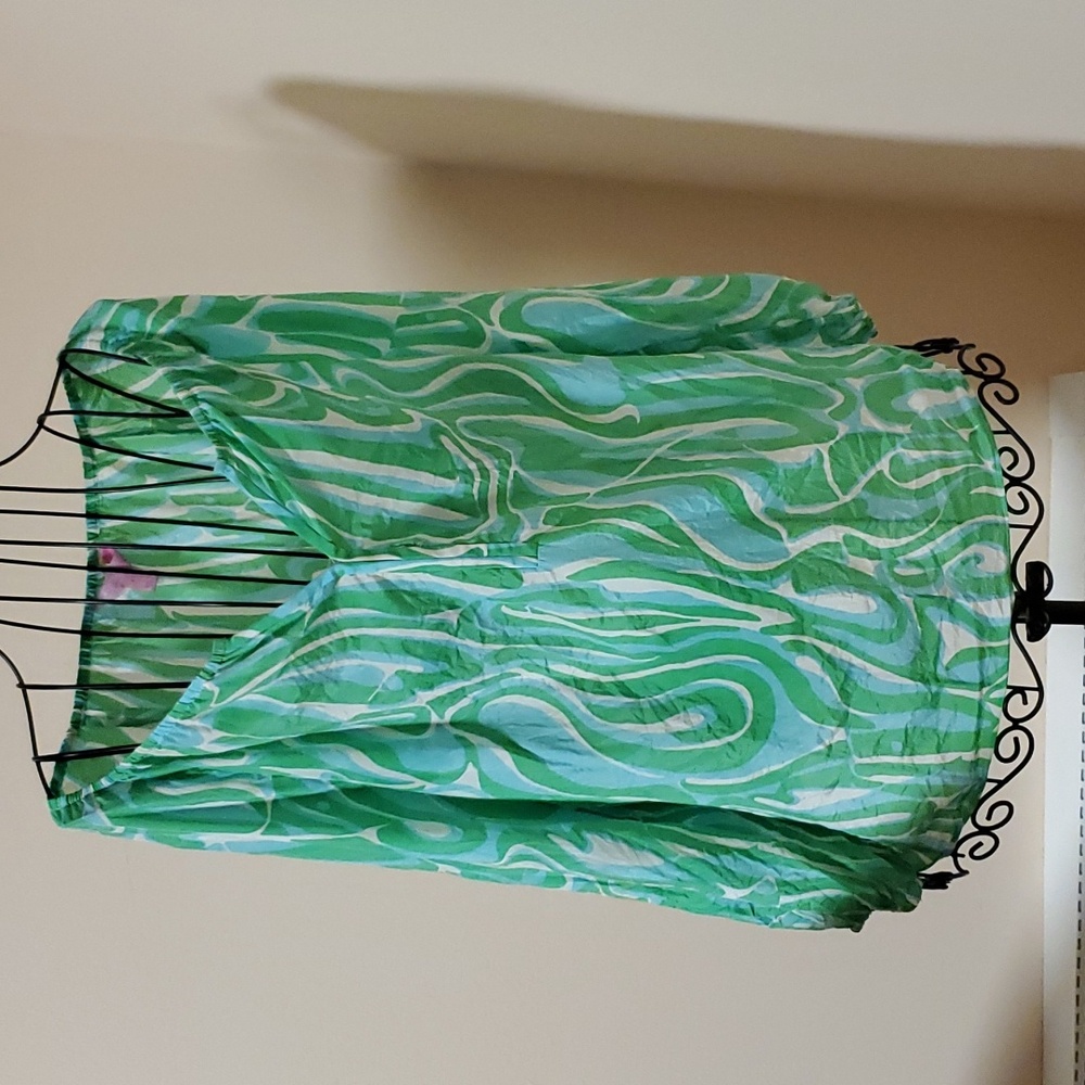 Lily Puitzer green silk blouse size XS